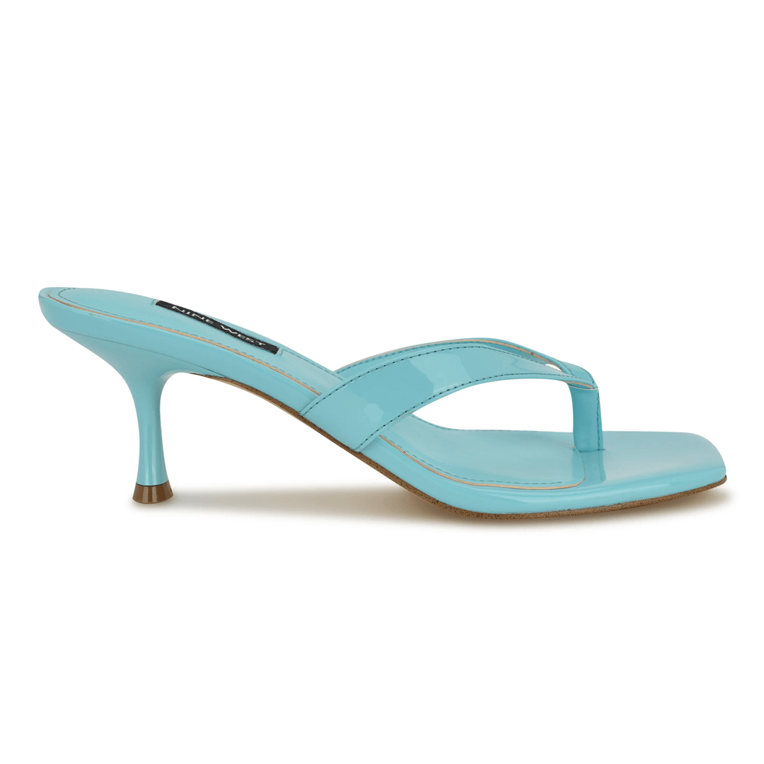 Nine West Andela Thong Heeled Sandals Light Blue Patent