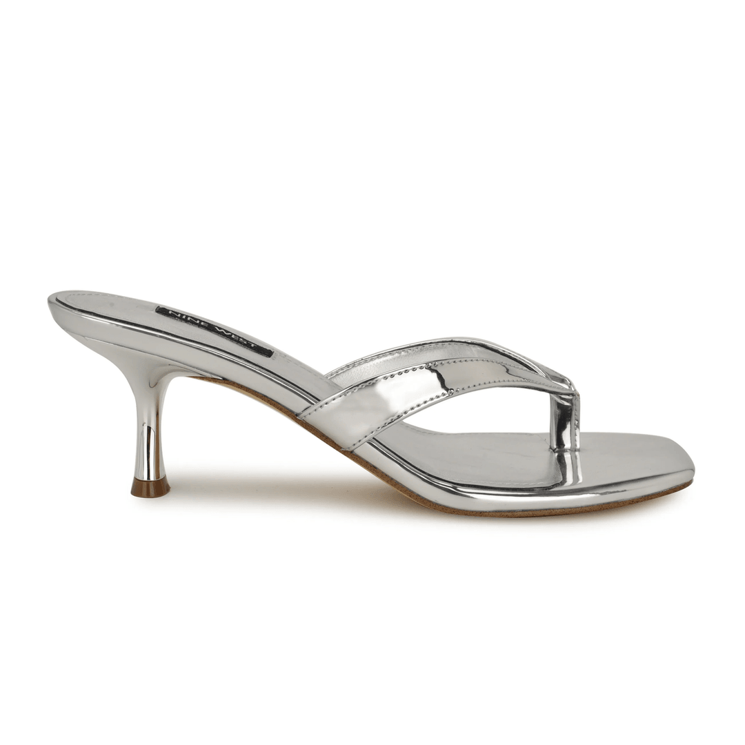 Nine West Andela Thong Heeled Sandals Silver