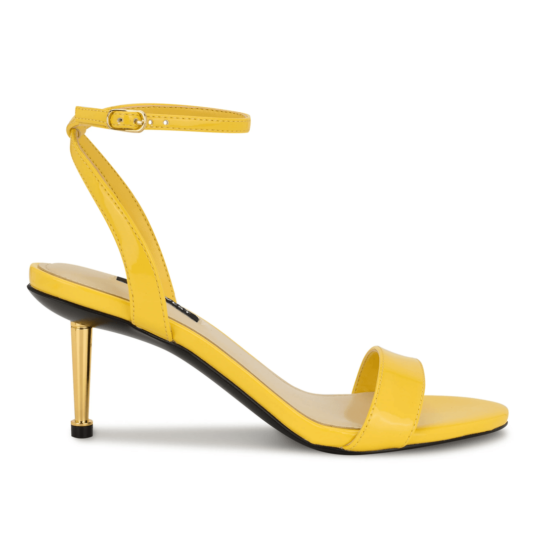 Neuf Ouest Anny Sandales à Talons Avec Bride De Cheville En Vernis Jaune