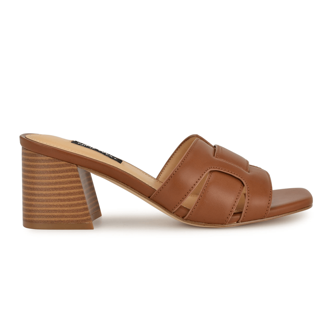 Nine West Gelare Block Heel Sandals Brown