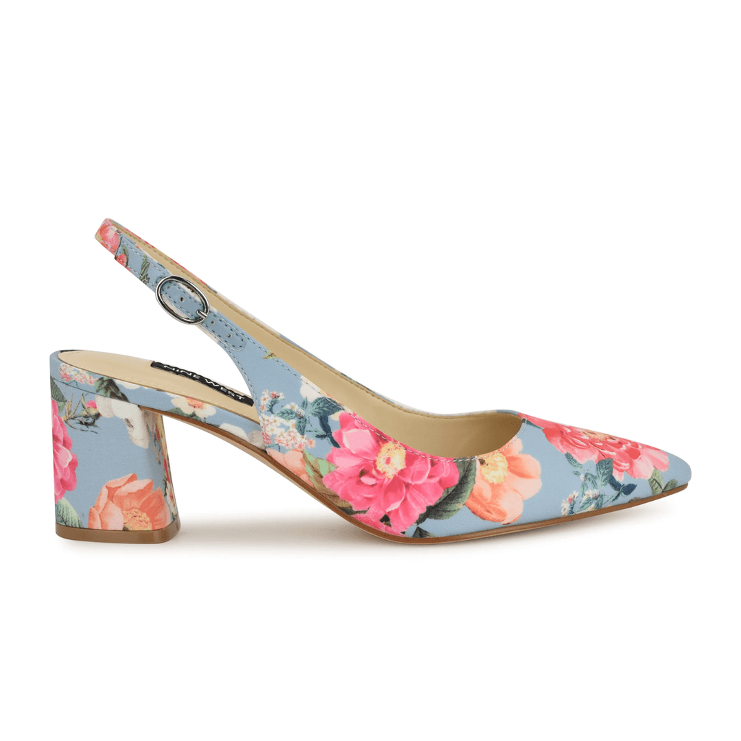 Nine West Kamsee Slingback Pumps Blue Floral