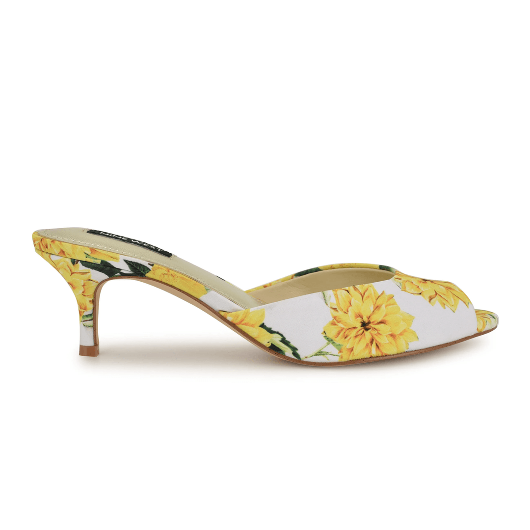 Nine West Luvlie Heeled Slide Sandals Yellow Floral