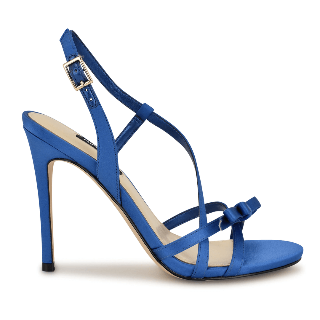 Nine West Marella Bow Dress Sandals Blue Satin