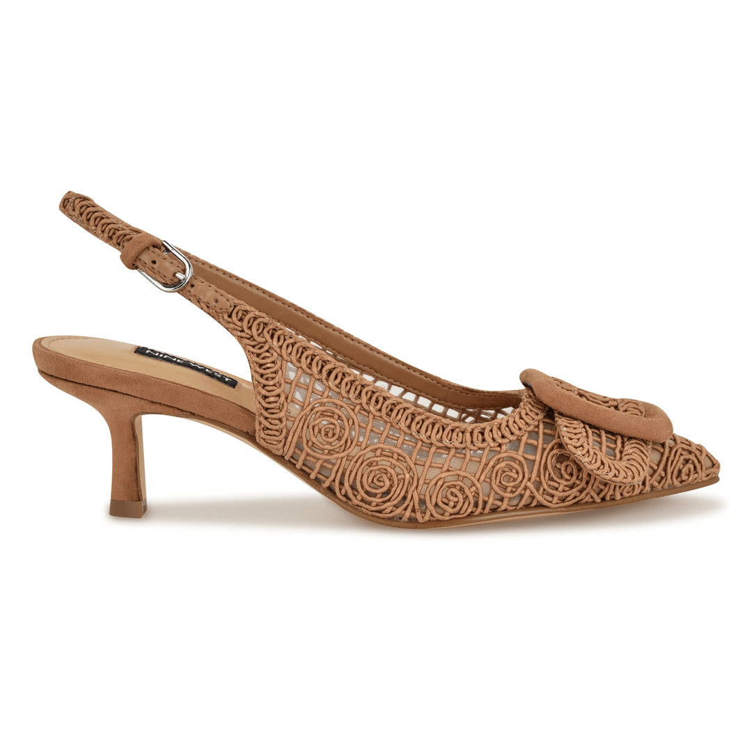 Nine West Nolla Woven Slingback Pumps Dark Natural