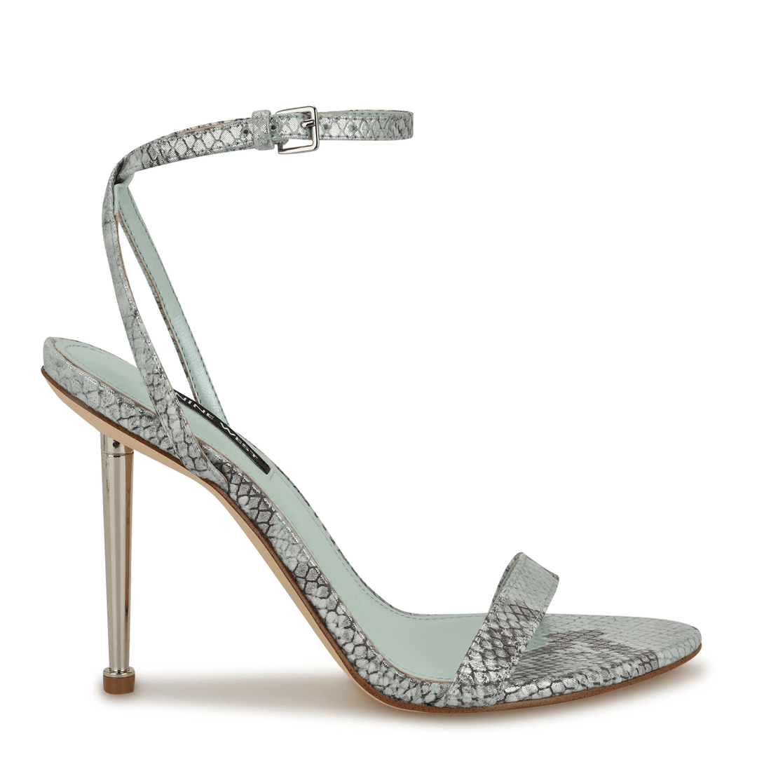 Nine West Reina Ankle Strap Sandals Mint Metallic Snake