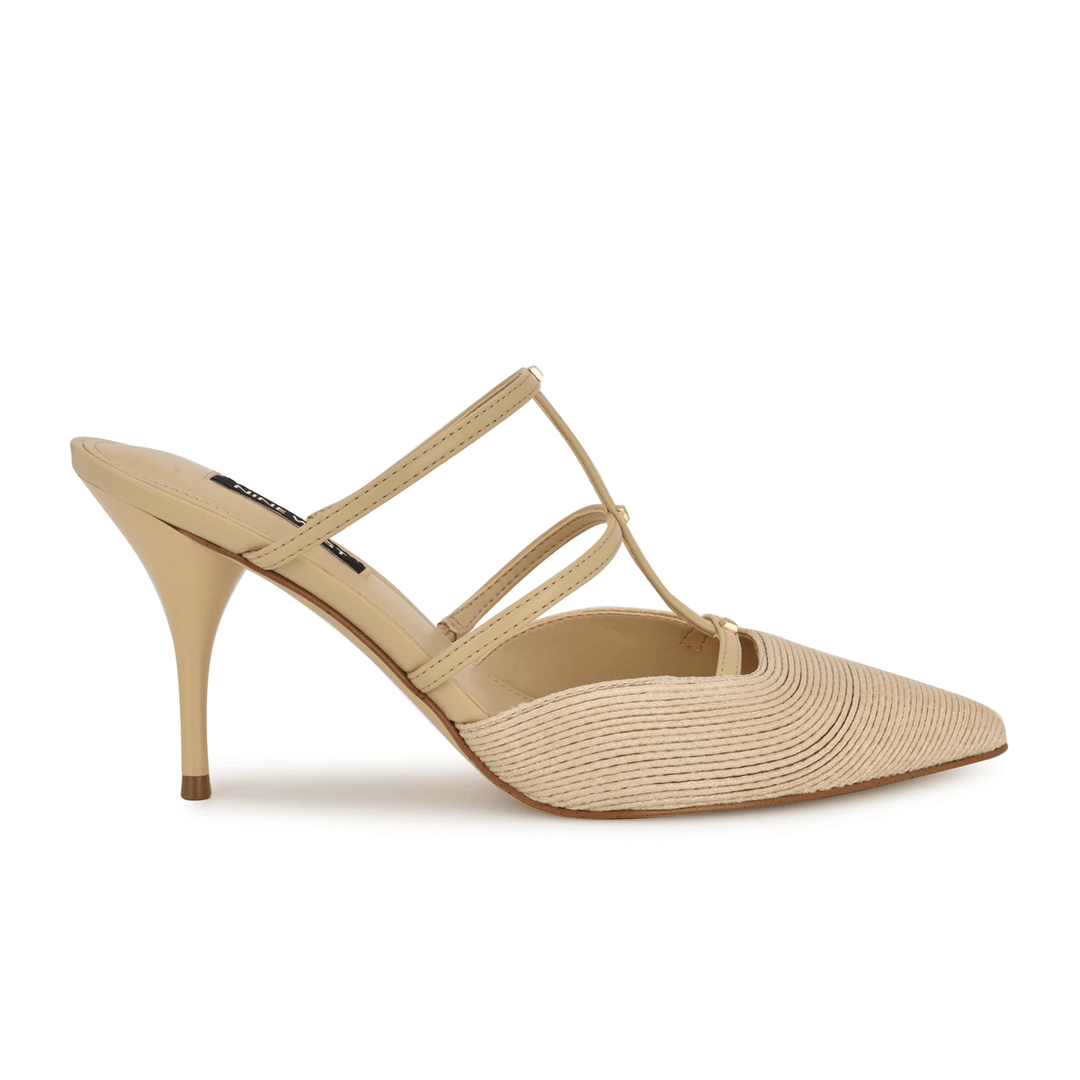 Nine West Tianala Strappy Dress Mules Natural Raffia