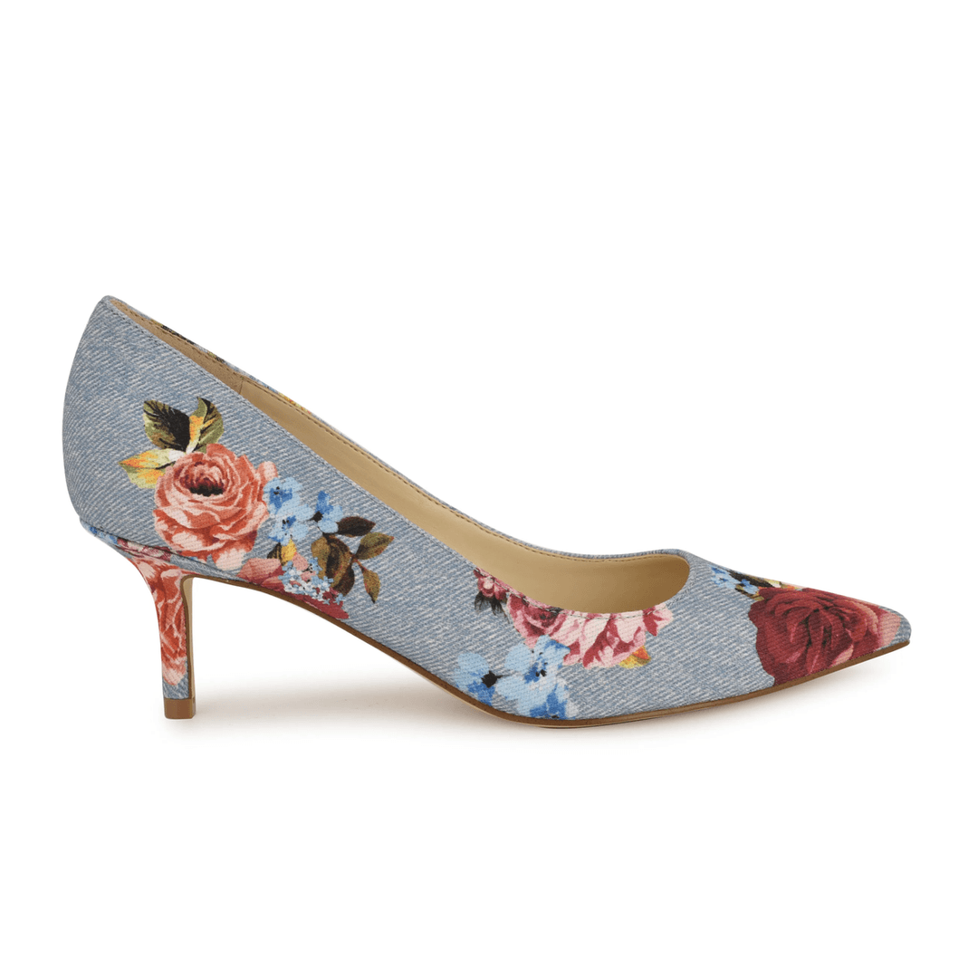 Nine West Arlene Pointy Toe Pumps Denim Floral