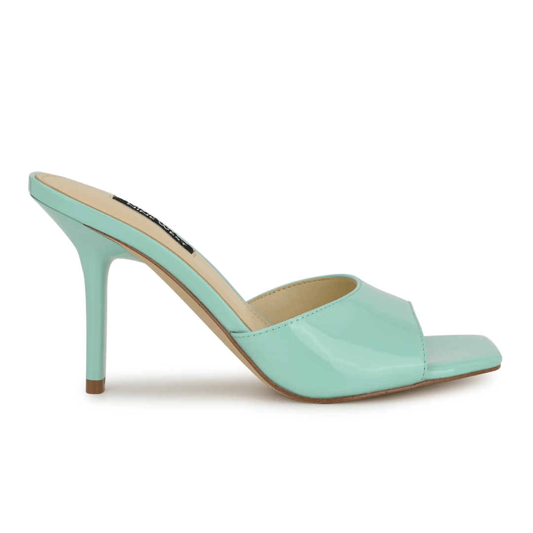 Nine West Disko Dress Slide Sandals Light Blue Patent