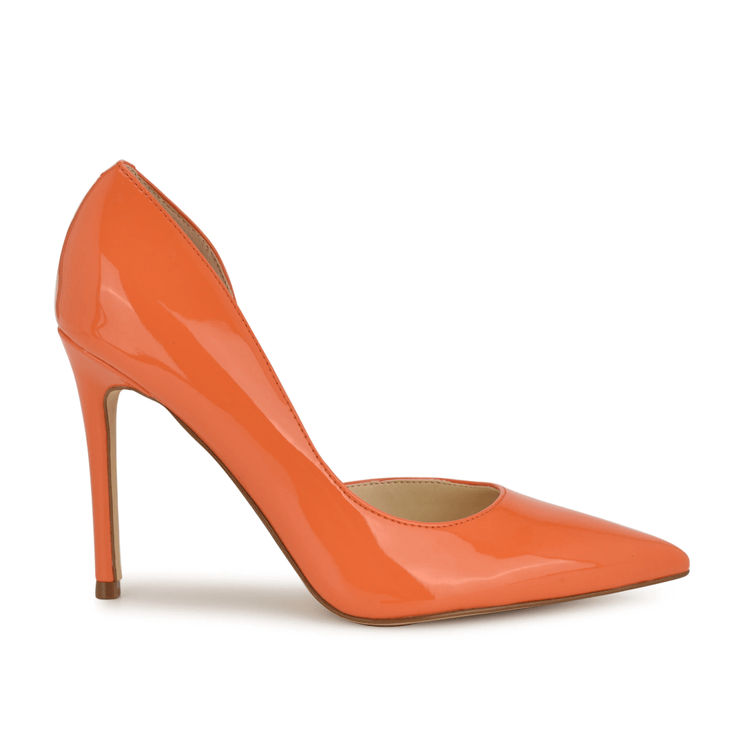 Nine West Folowe d'Orsay Pointy Toe Pumps Orange Patent
