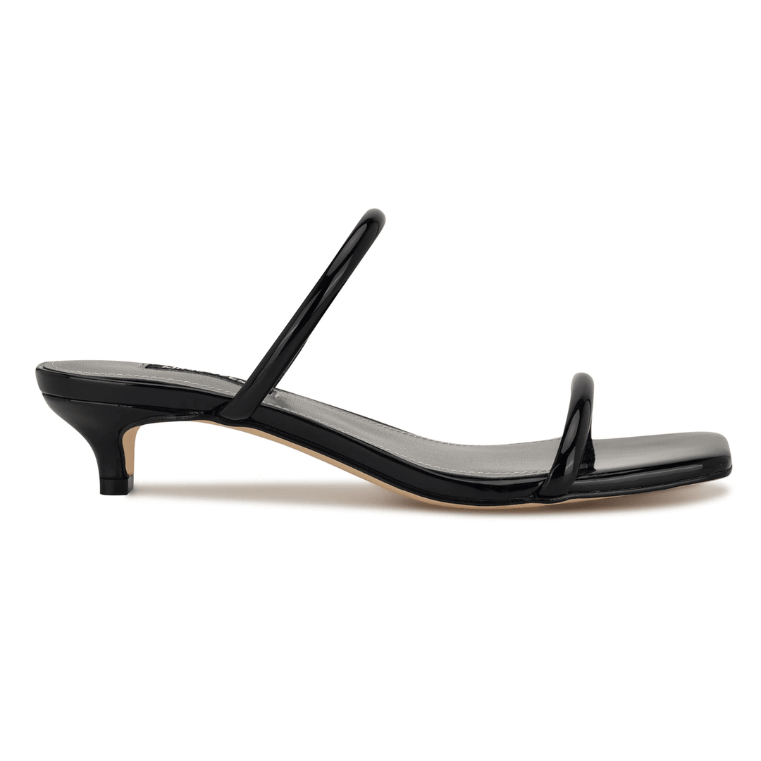 Nine West Noel Slide Sandals Black Patent