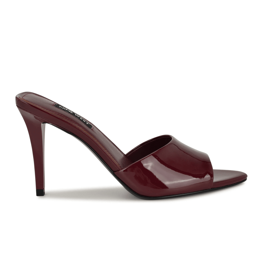 Nine West Hather Dress Slide Sandals Dark Red Patent
