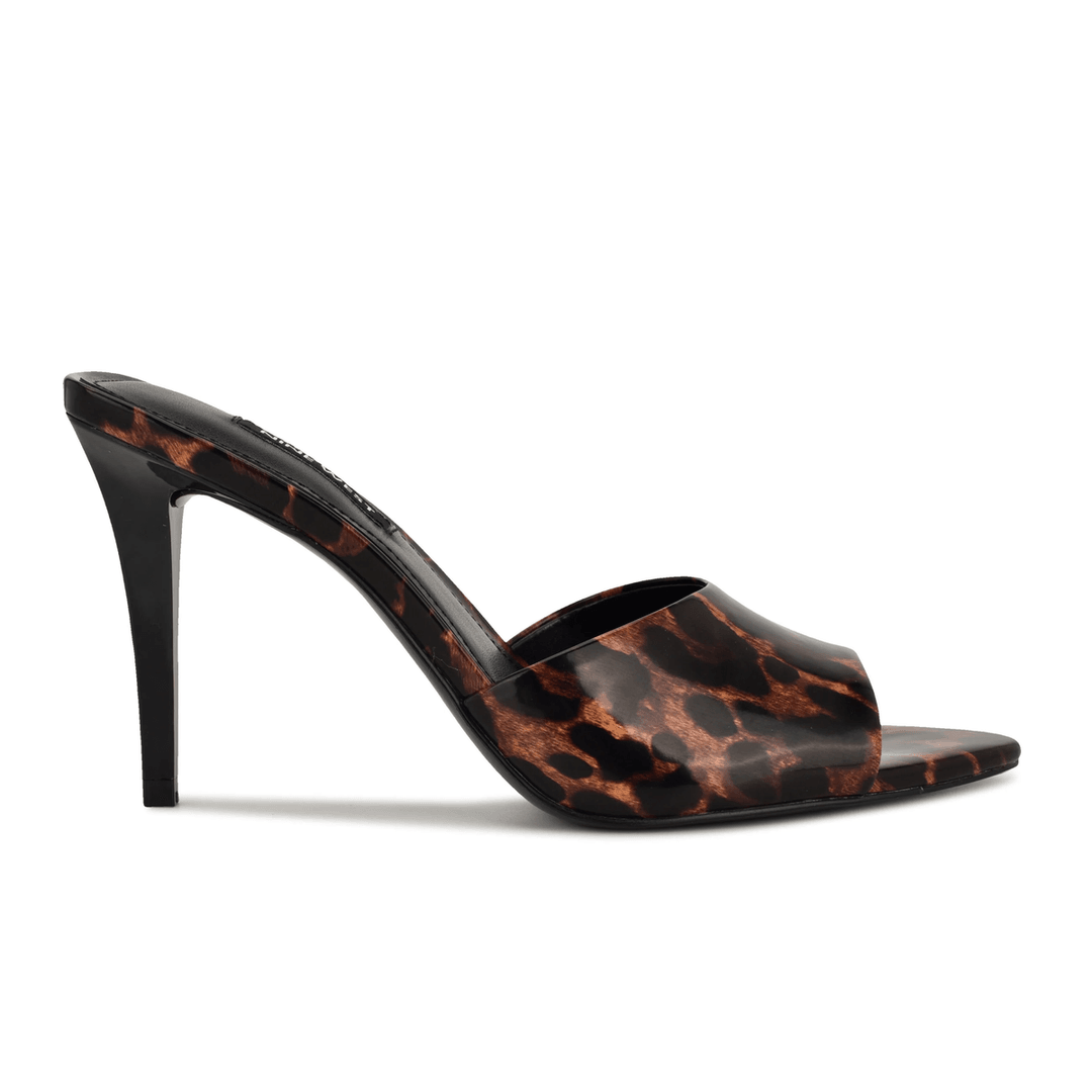 Nine West Hather Dress Slide Sandals Patent Leopard