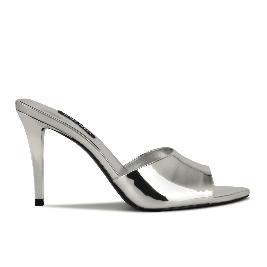 Nine West Hather Dress Slide Sandals Silver