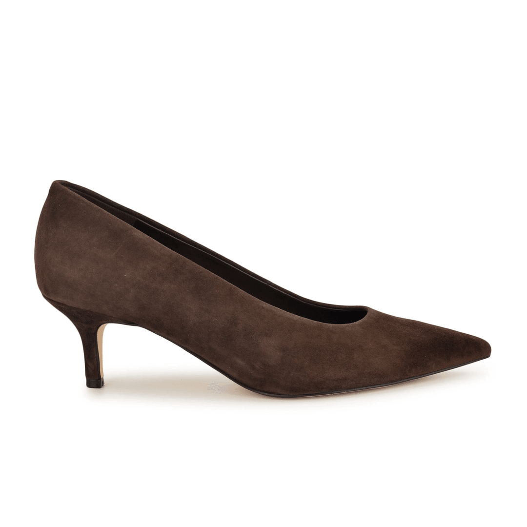 Nine West Adalys Kitten Heel Pumps Dark Brown Suede