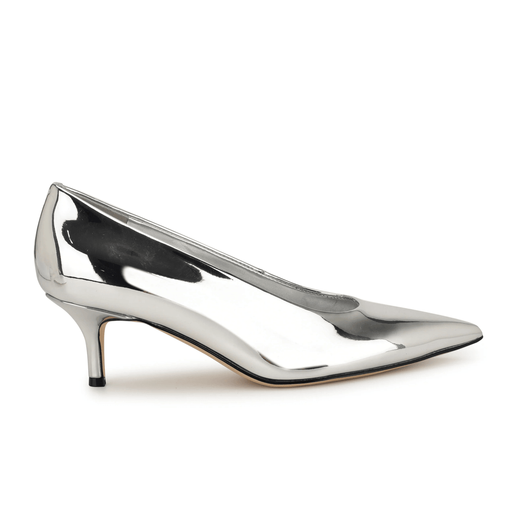 Nine West Adalys Kitten Heel Pumps Silver Mirror
