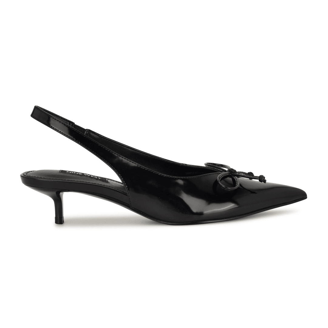 Nine West Evaa Kitten Heel Slingback Pumps Black Patent