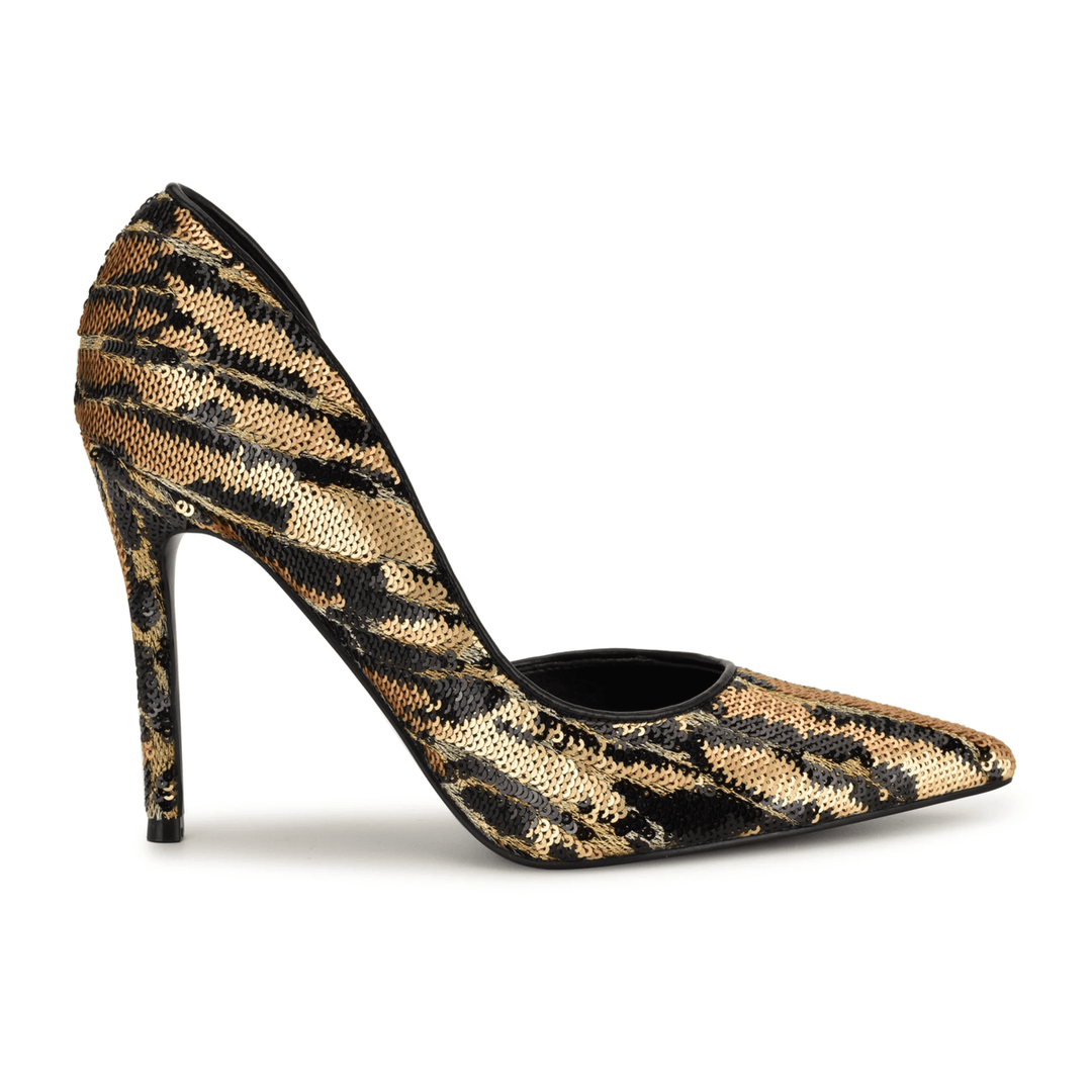 Nine West Folowe d'Orsay Pointy Toe Pumps Leopard Print Sequin