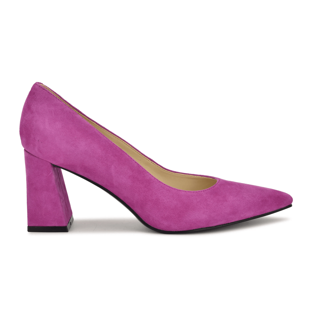 Nine West Monda Leather Block Heel Pumps Pink Suede