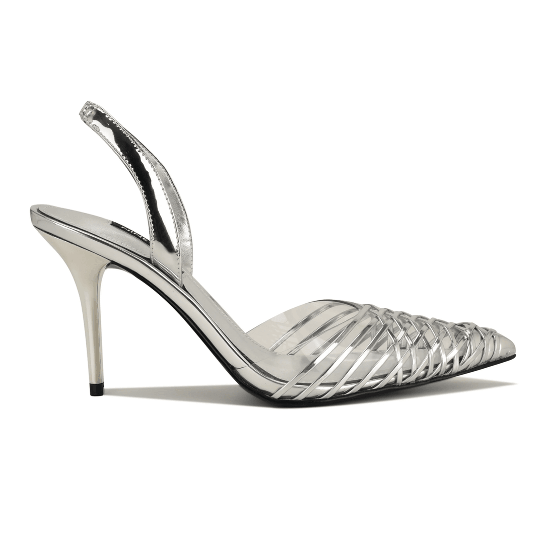Nine West Pemma Slingback Pumps Silver/Clear
