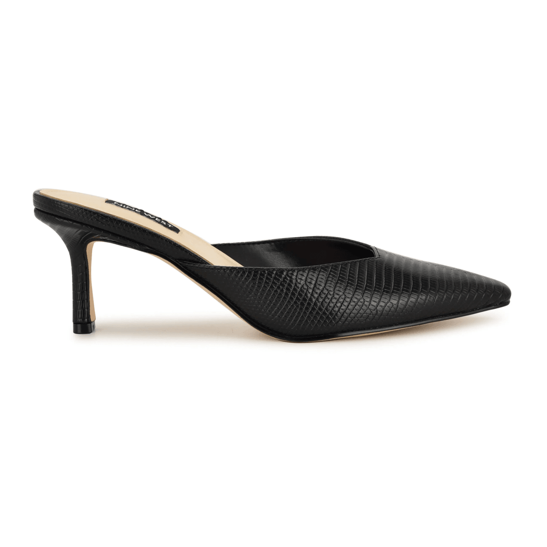 Nine West Camenla Dress Mules Embossed Black Lizard Print