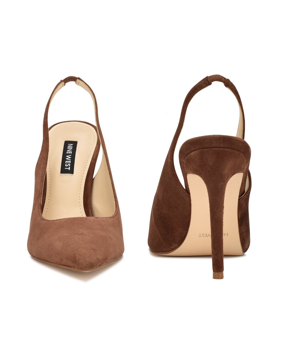 Nio Västfjäder Spetsiga Tå Slingback Pumps