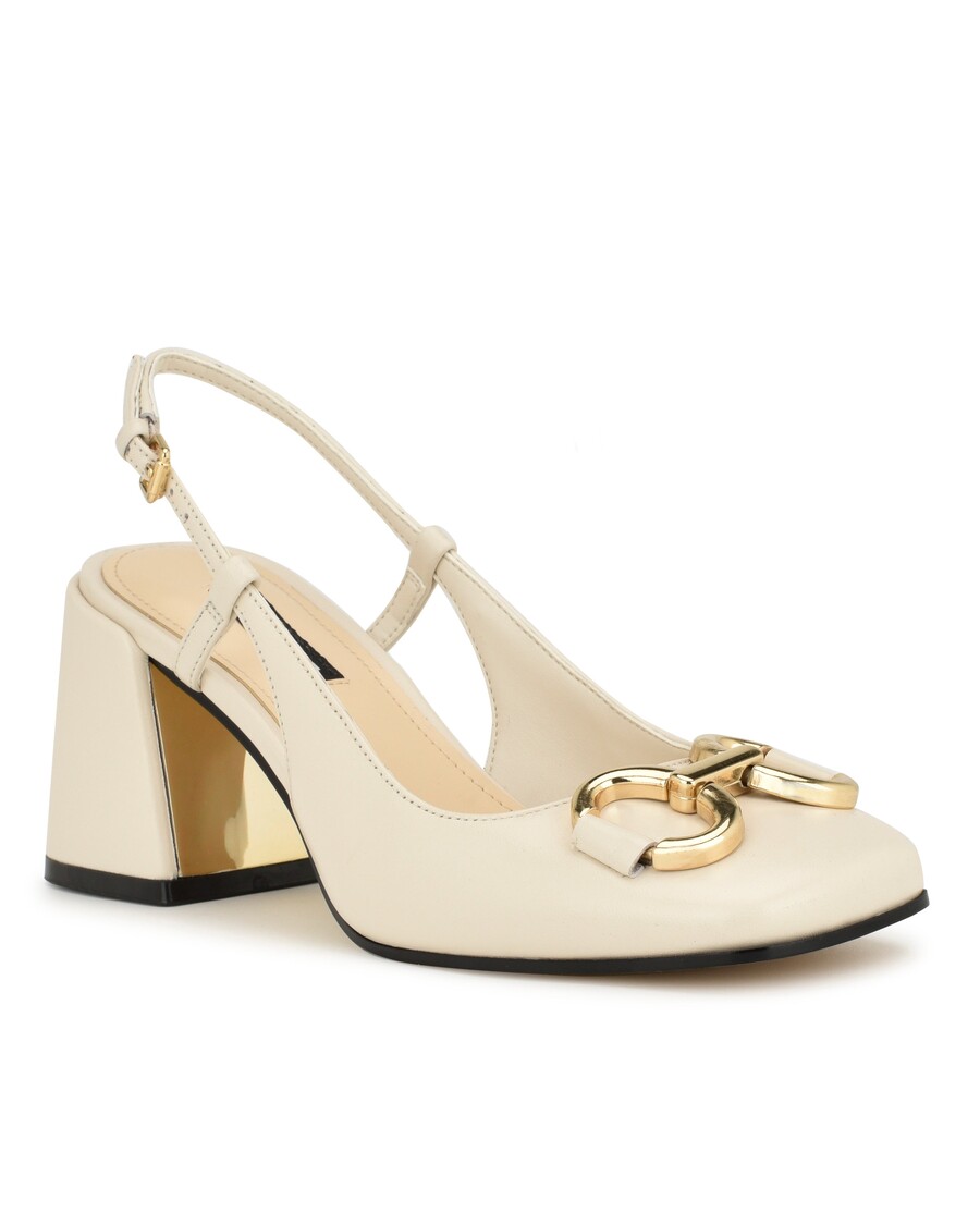 ナインウェスト ブロックキャストヒール スリングバックパンプス