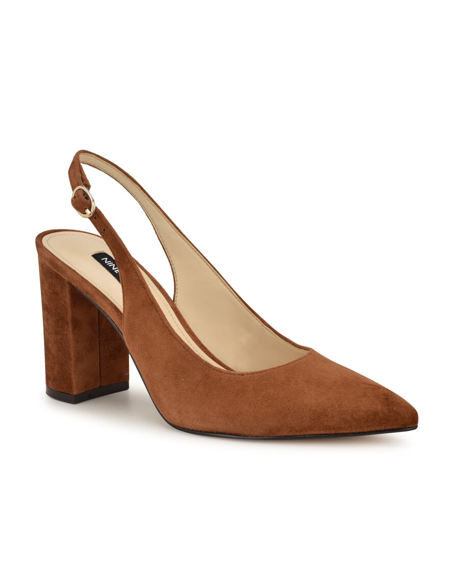 Sembilan Pompa Slingback Heel Blok Gompel Barat