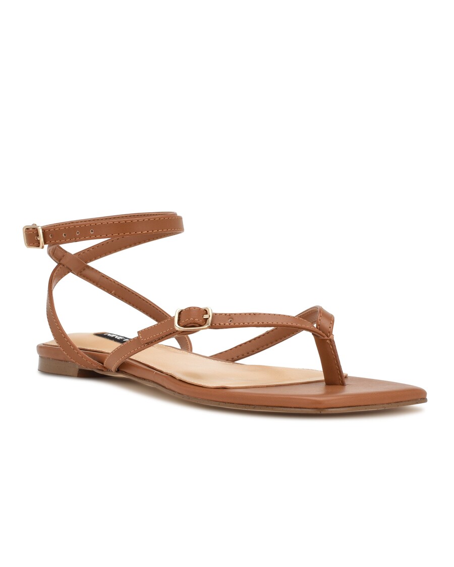 Deviņas Rietumu Nelson Ankle Wrap Plakanas Sandales