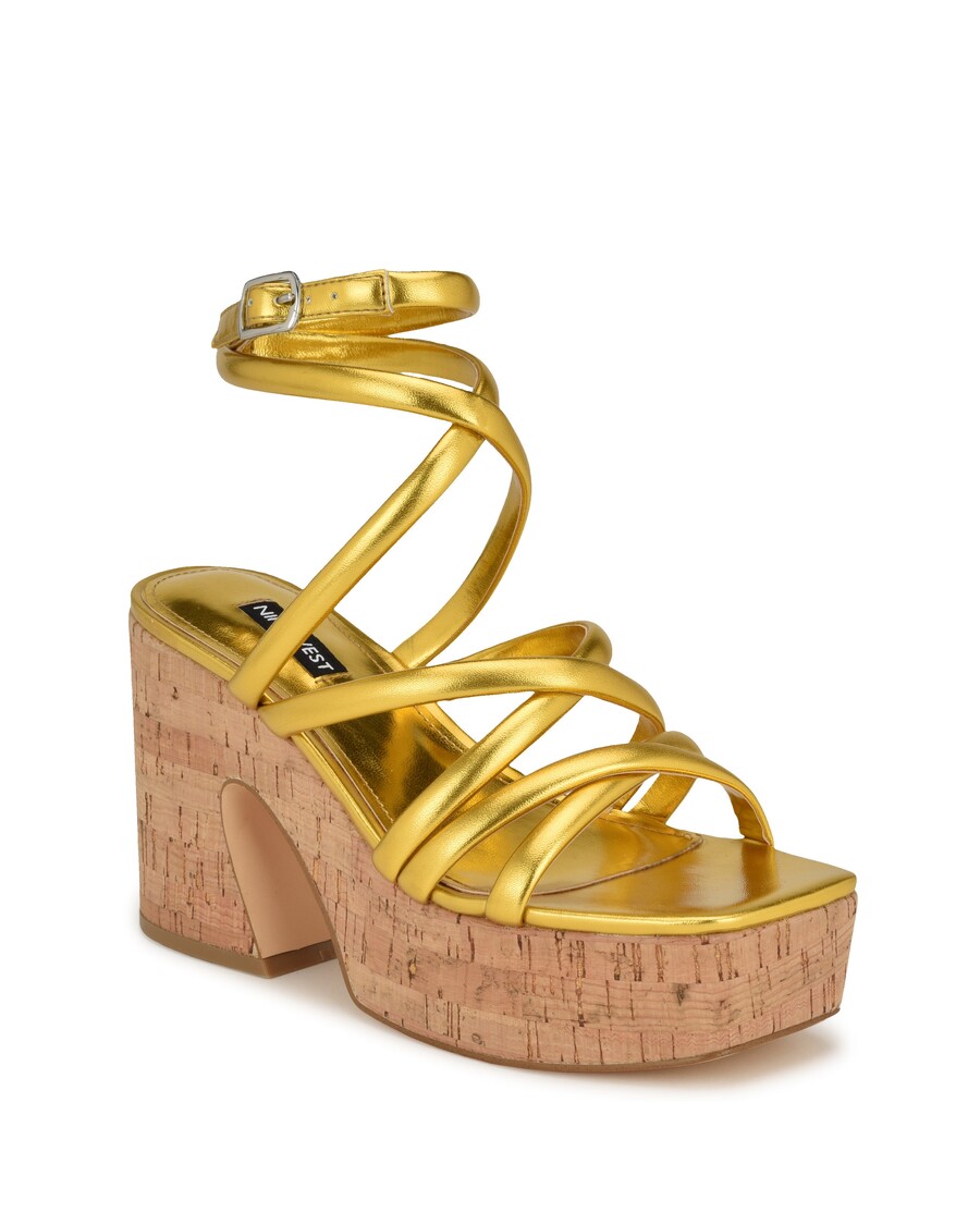 Nine West Corke Platform Sandalen Met Sleehak En Bandjes