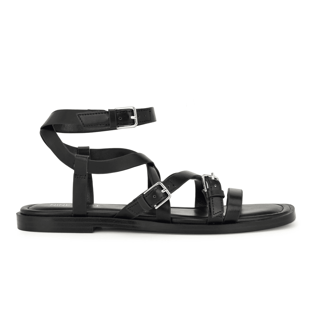 Nine West Rulen Flat Strappy Sandals Black