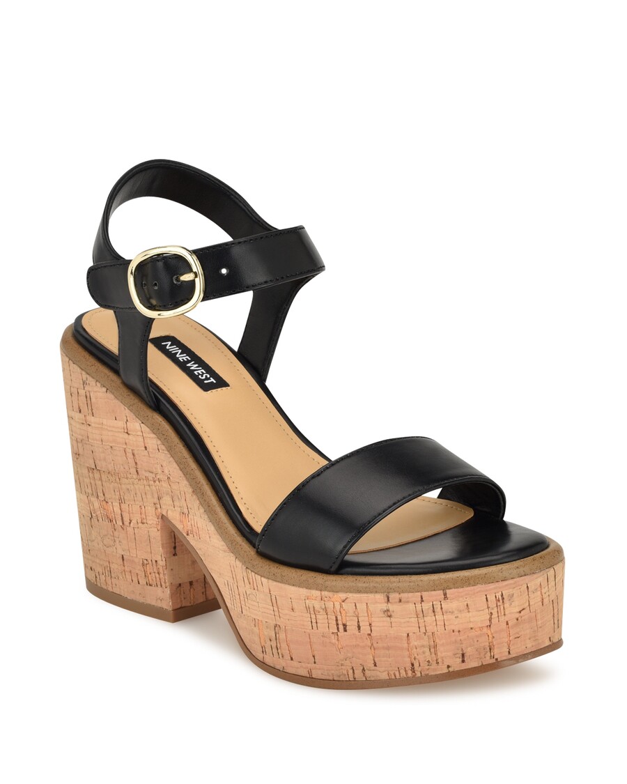 Sandały Na Koturnie Dziewięć West Amye Z Paskami Na Kostce