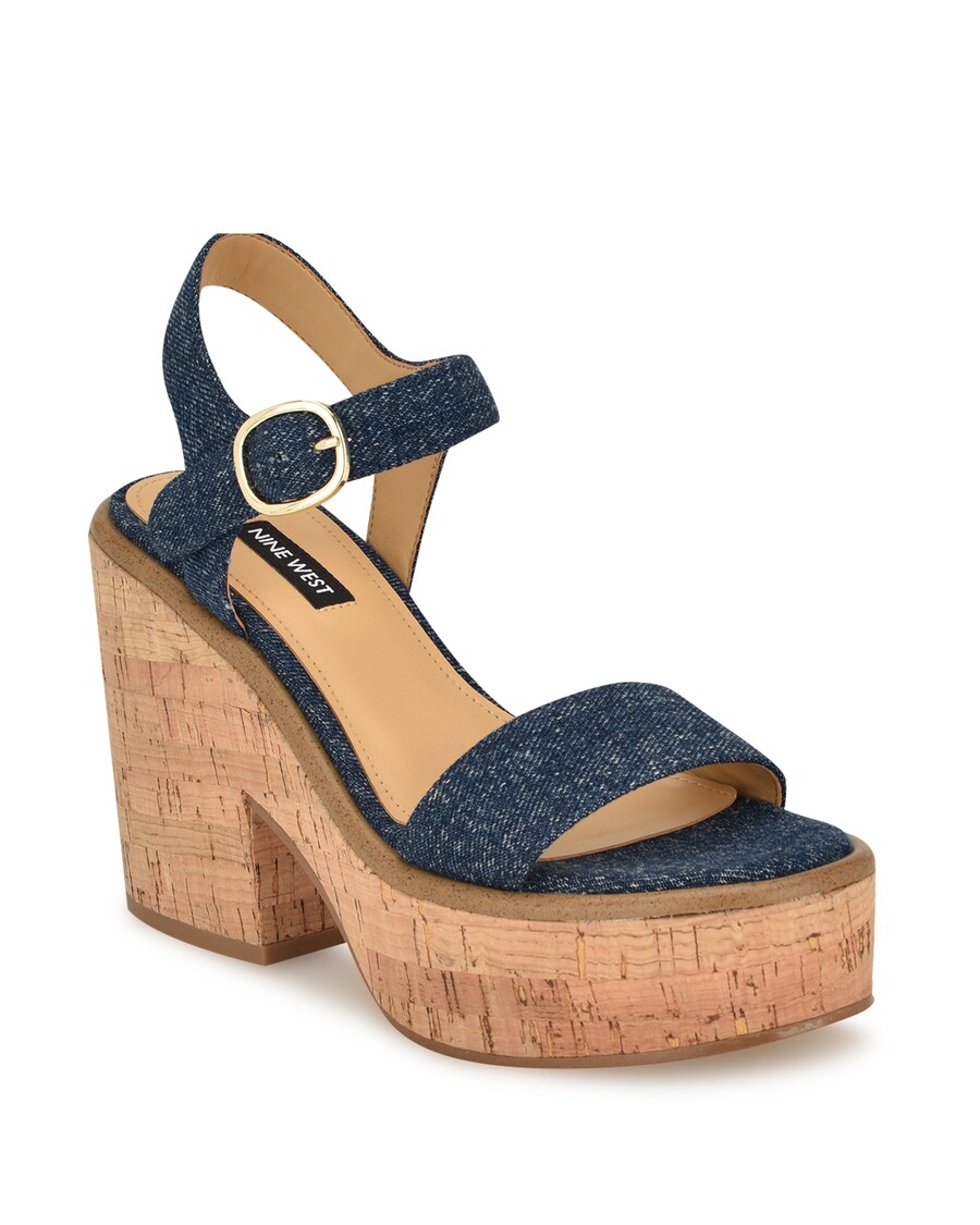 Deviņas Rietumu Amye Potītes Siksnas ķīļa Sandales