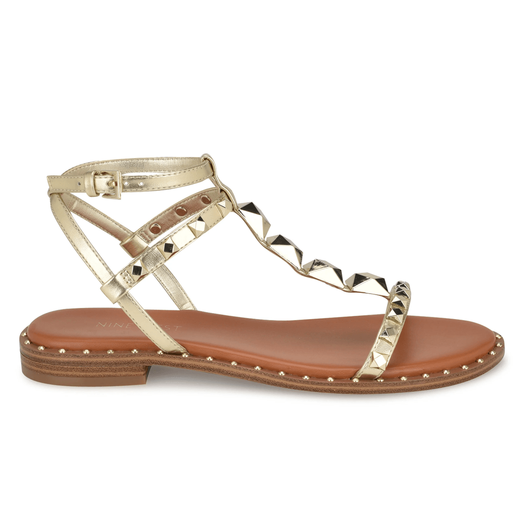 Nine West Marcila Studded Ankle Strap Sandals Platino