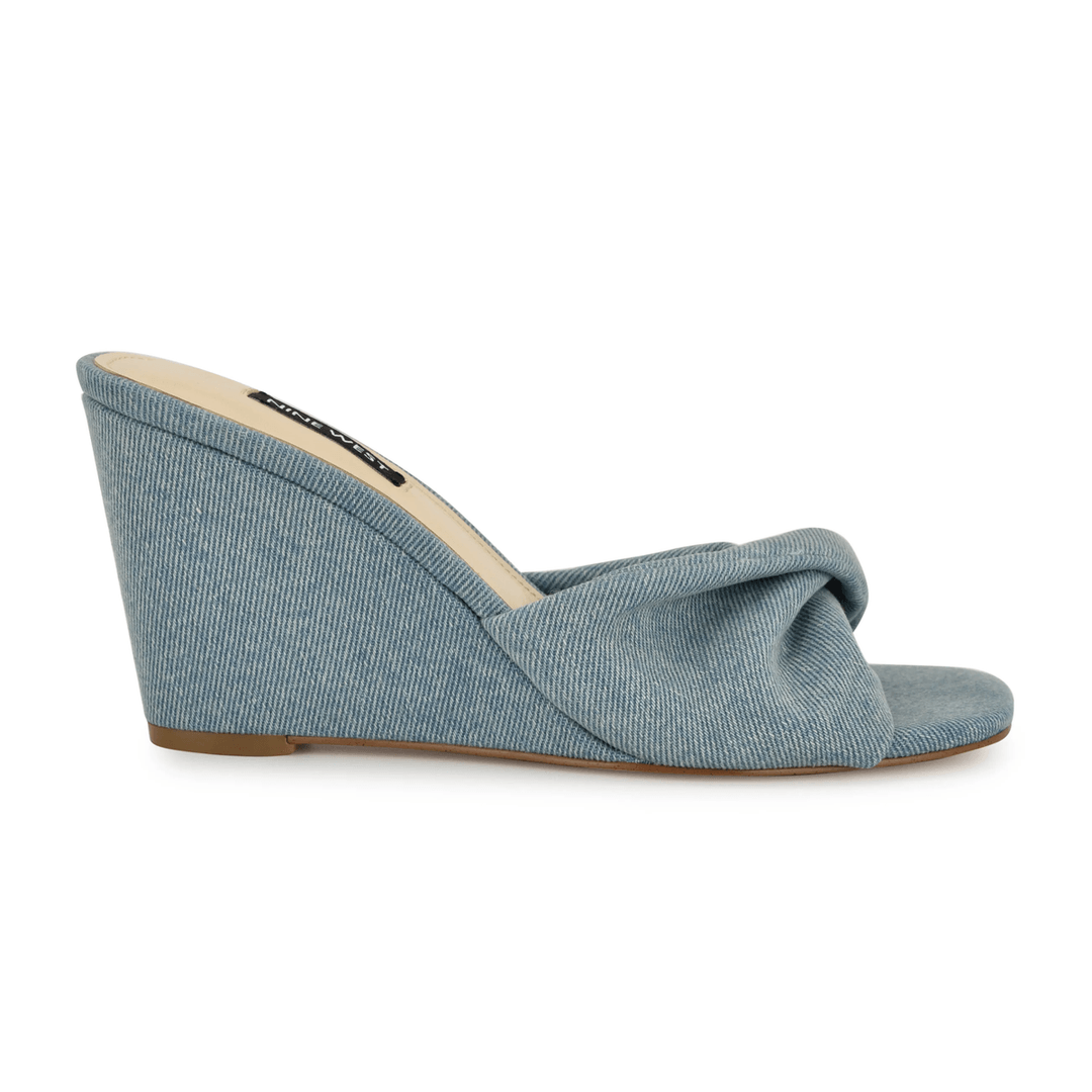 Nine West Nikhil Twist Wedge Sandals Light Denim
