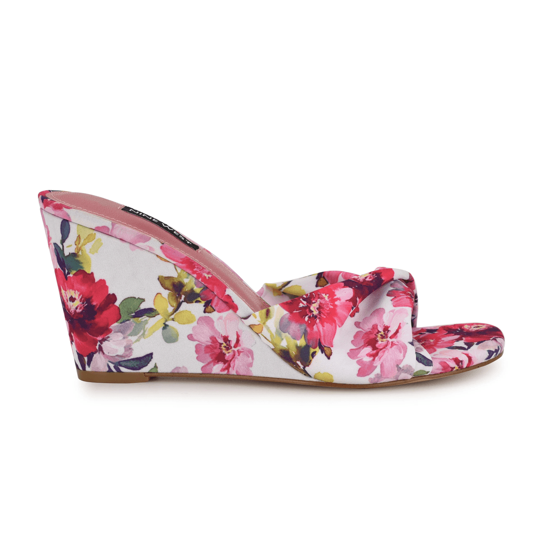 Nine West Nikhil Twist Wedge Sandals Pink Floral