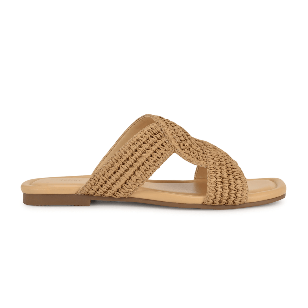 Nine West Quara Flat Sandals Natural Raffia