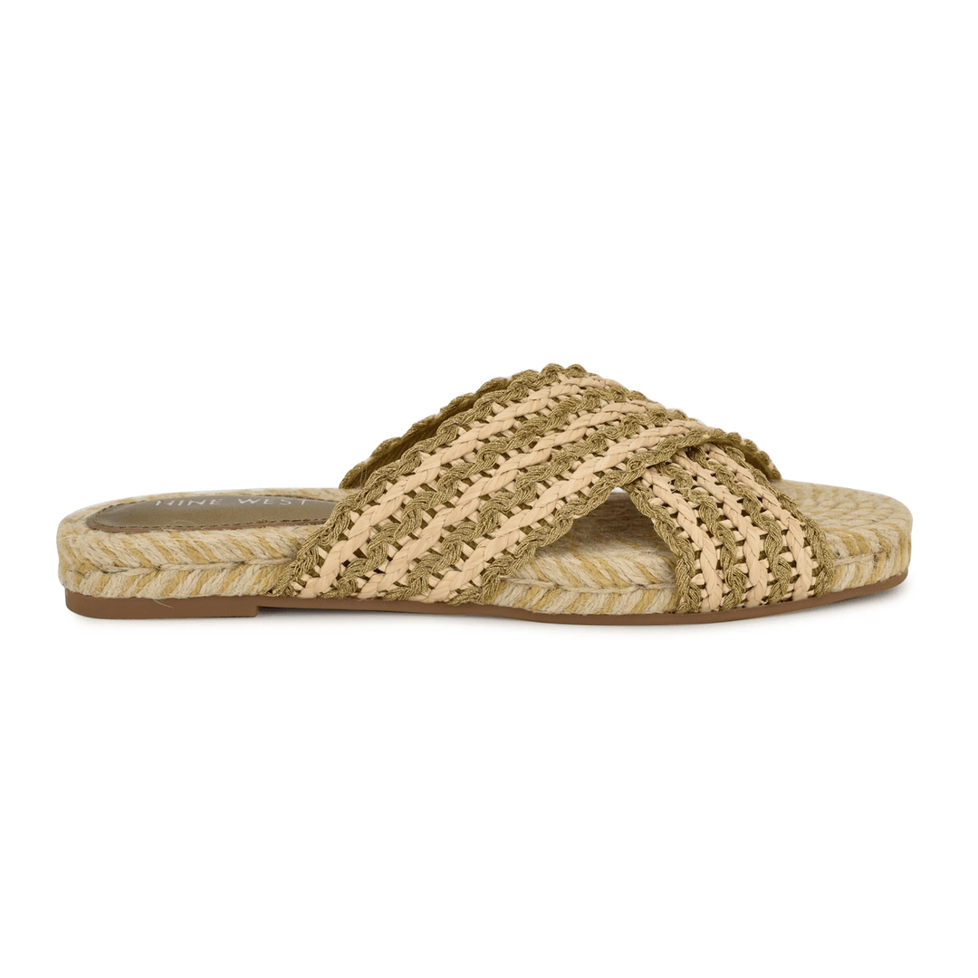 Nine West Animay Flat Slide Sandals Natural/Bronze
