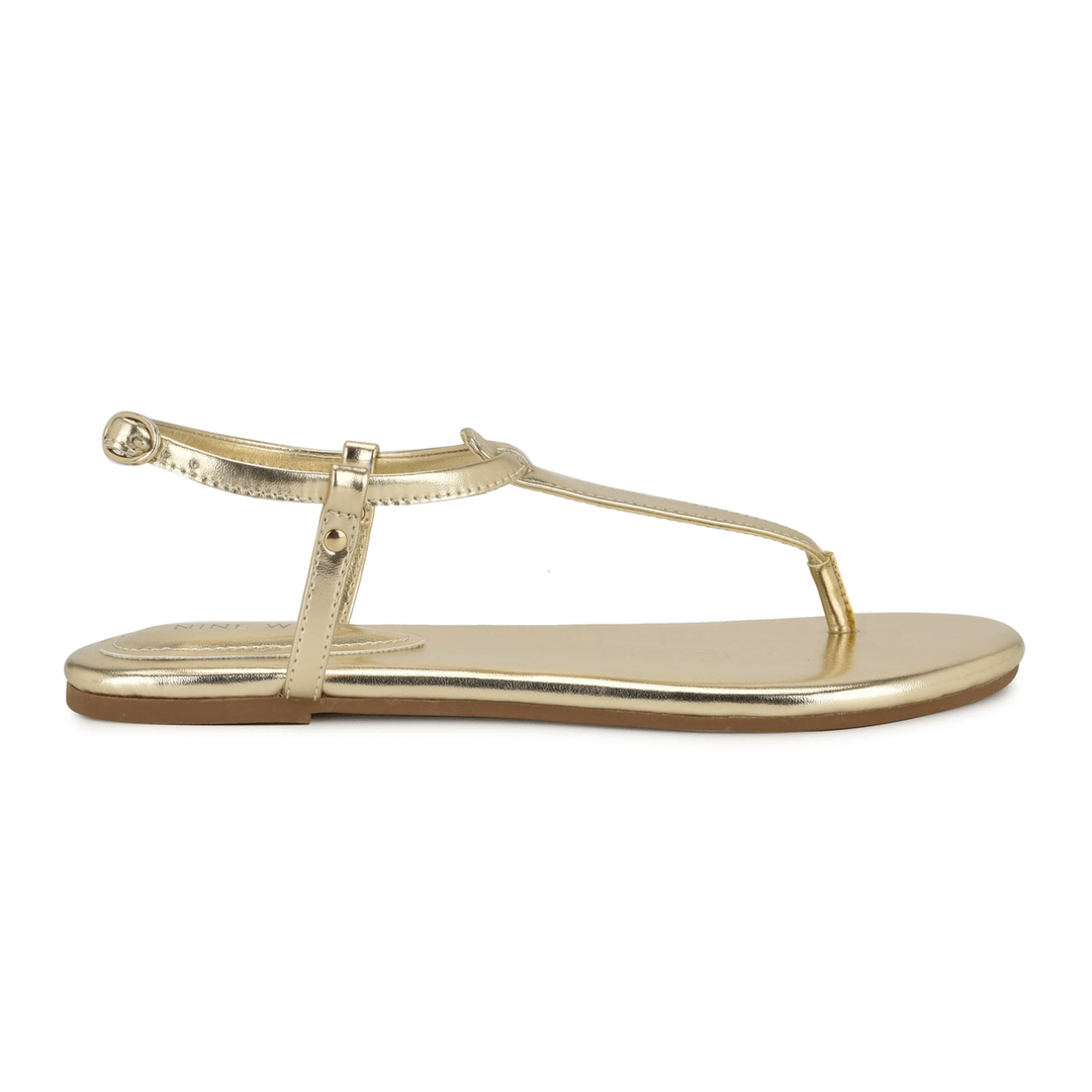 Nine West Beriah Flat Thong Sandals Platino