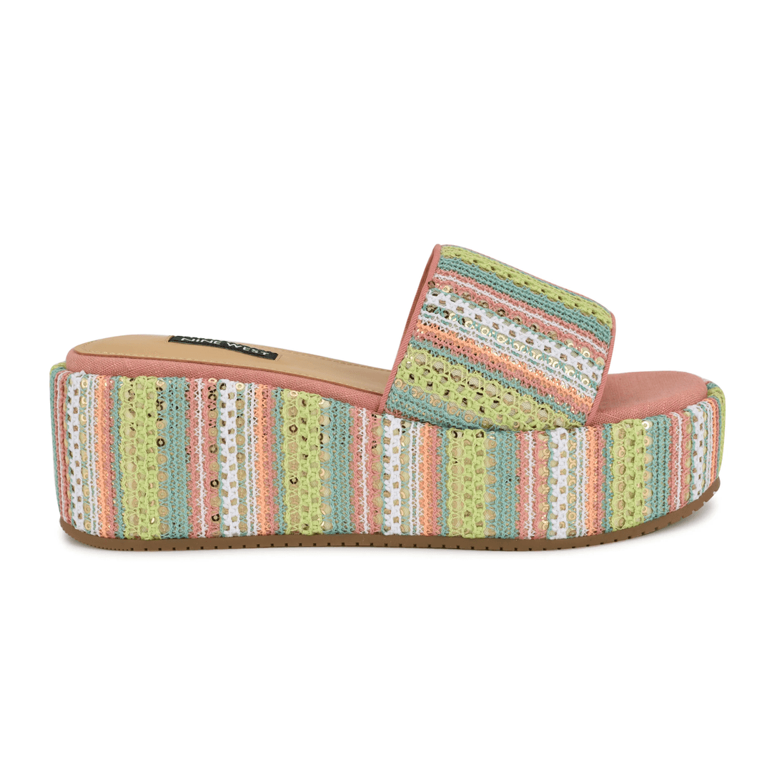 εννέα δυτικά Copen πλατφόρμα ολίσθησης σανδάλια πολύχρωμες ρίγες
