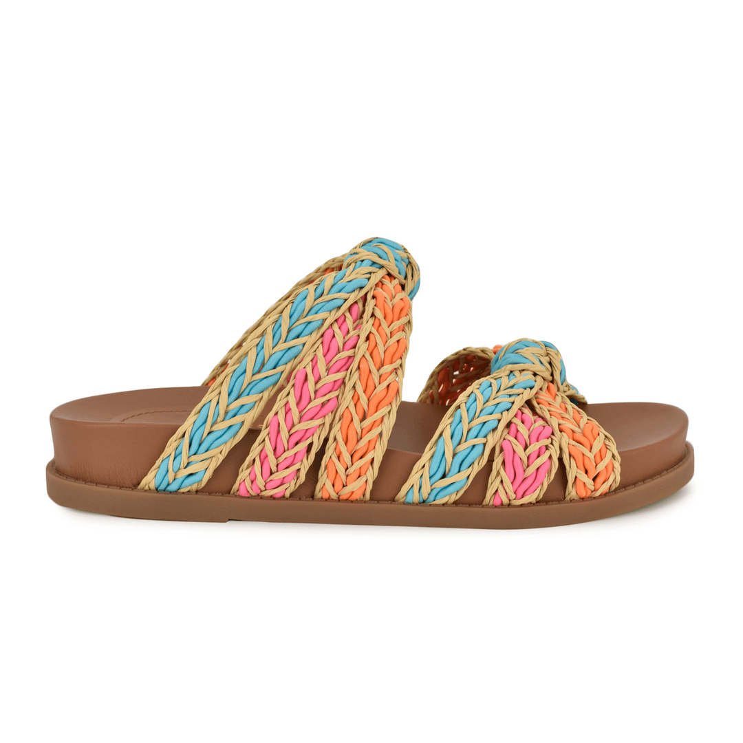 Nine West Gilma Footbed Sandals Orange/Blue/Pink