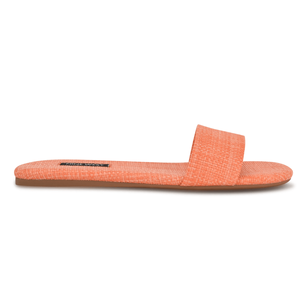 Nine West Lolipop Flat Slide Sandals Orange Raffia