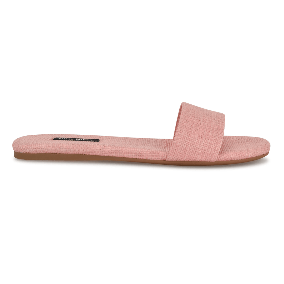 Nine West Lolipop Flat Slide Sandals Pink Raffia