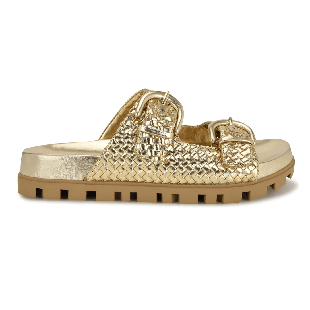 Nine West Tindy Woven Footbed Sandals Platino