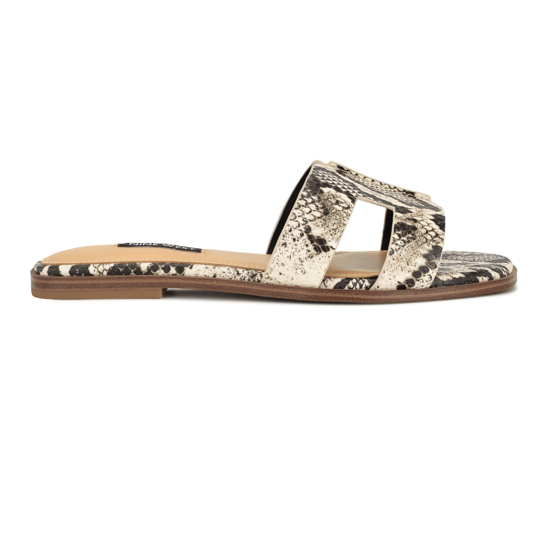 Nine West Giny Slip-On Flat Sandals Snake Print