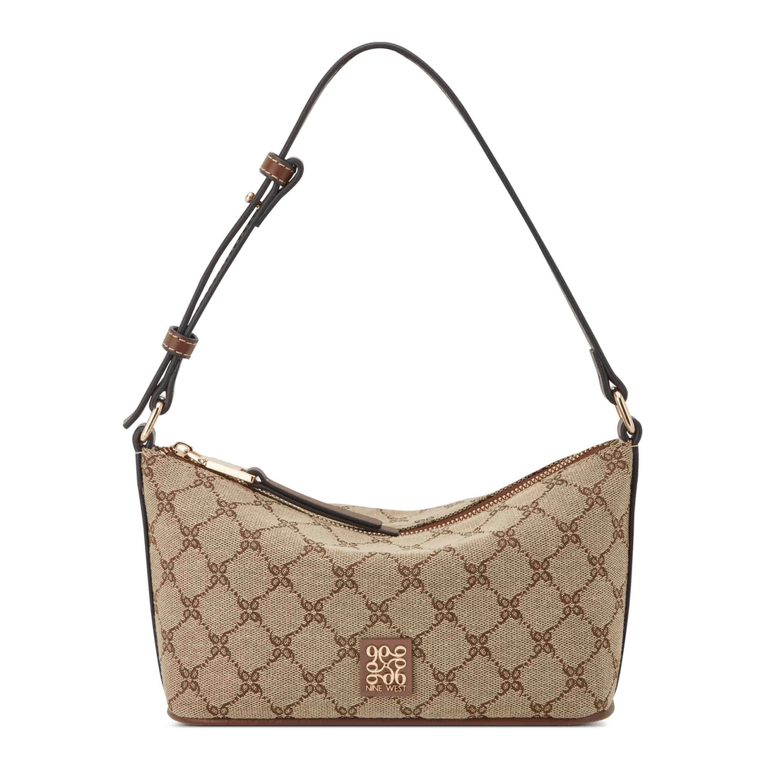 Nine West Anders Shoulder Bag Mocha Logo Mahogany