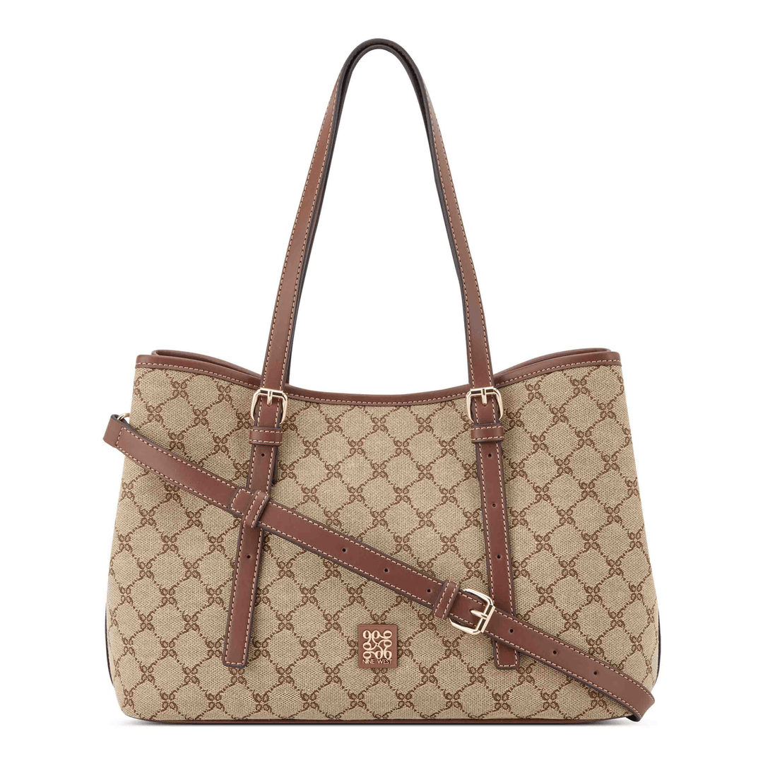 Nine West Anders Carryall Mocha Logo Mahogany